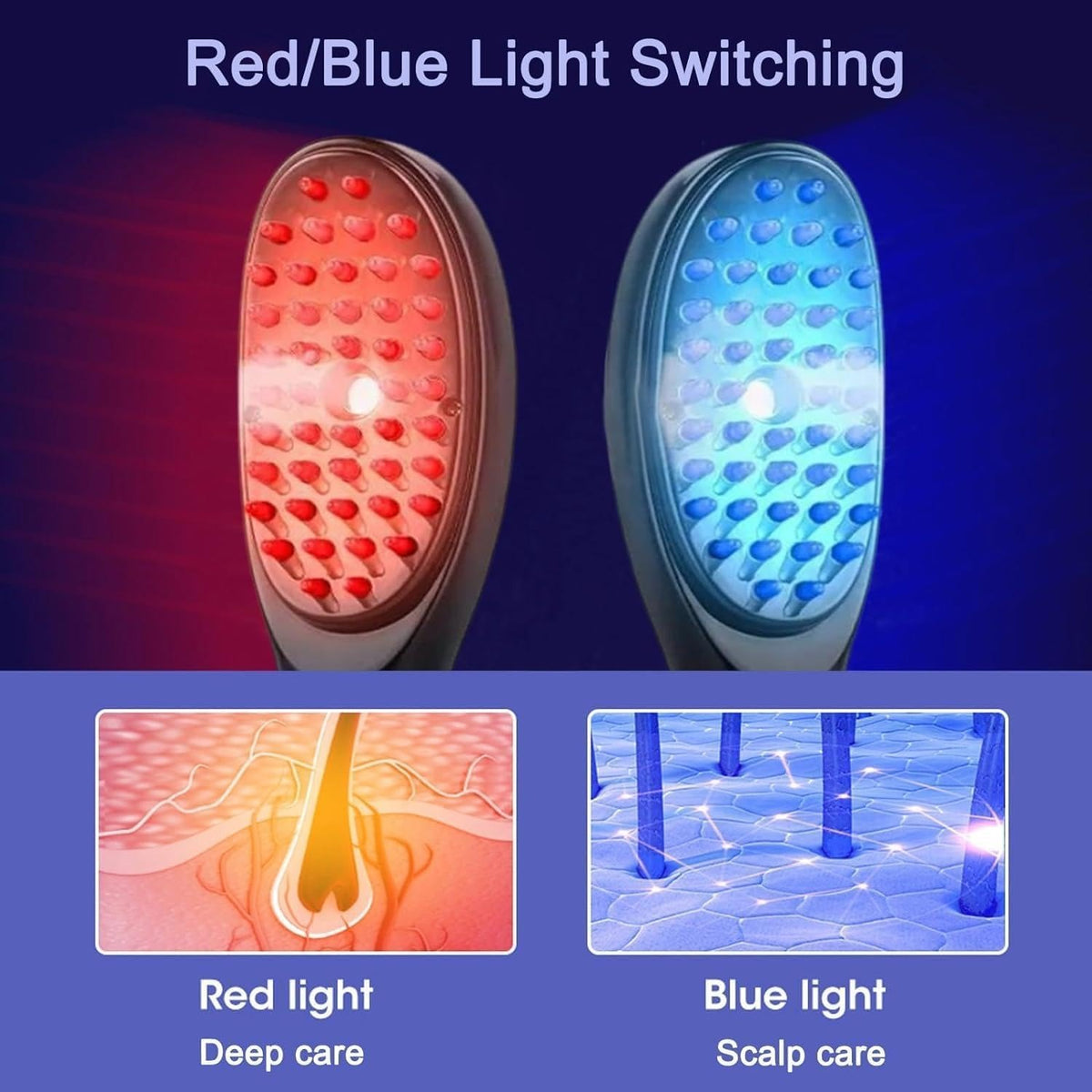 Electric 3D Scalp Massager Brush – Red & Blue Light Therapy with Steam Spray for Hair Growth
