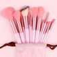 Premium Pink Makeup Brush Set (13 Pcs) with Storage Pouch – Soft Synthetic Fiber Brushes for Foundation, Powder, Blending & Eyeshadow