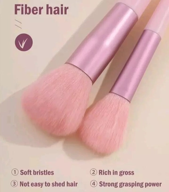 Premium Pink Makeup Brush Set (13 Pcs) with Storage Pouch – Soft Synthetic Fiber Brushes for Foundation, Powder, Blending & Eyeshadow