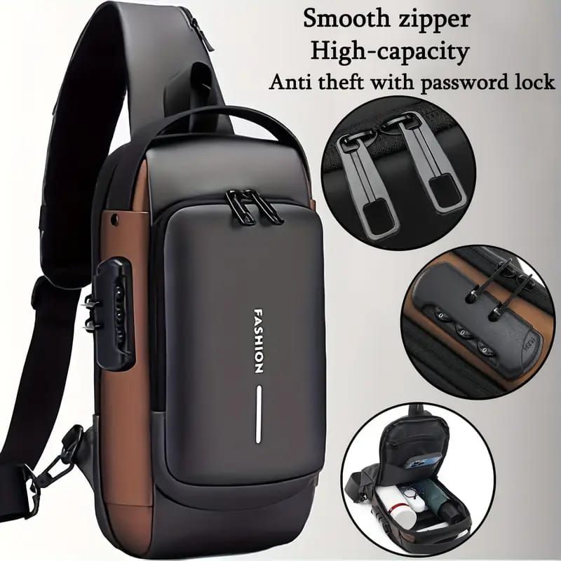 Anti-Theft Crossbody Bag with Password Lock – Water-Resistant Travel Shoulder Bag