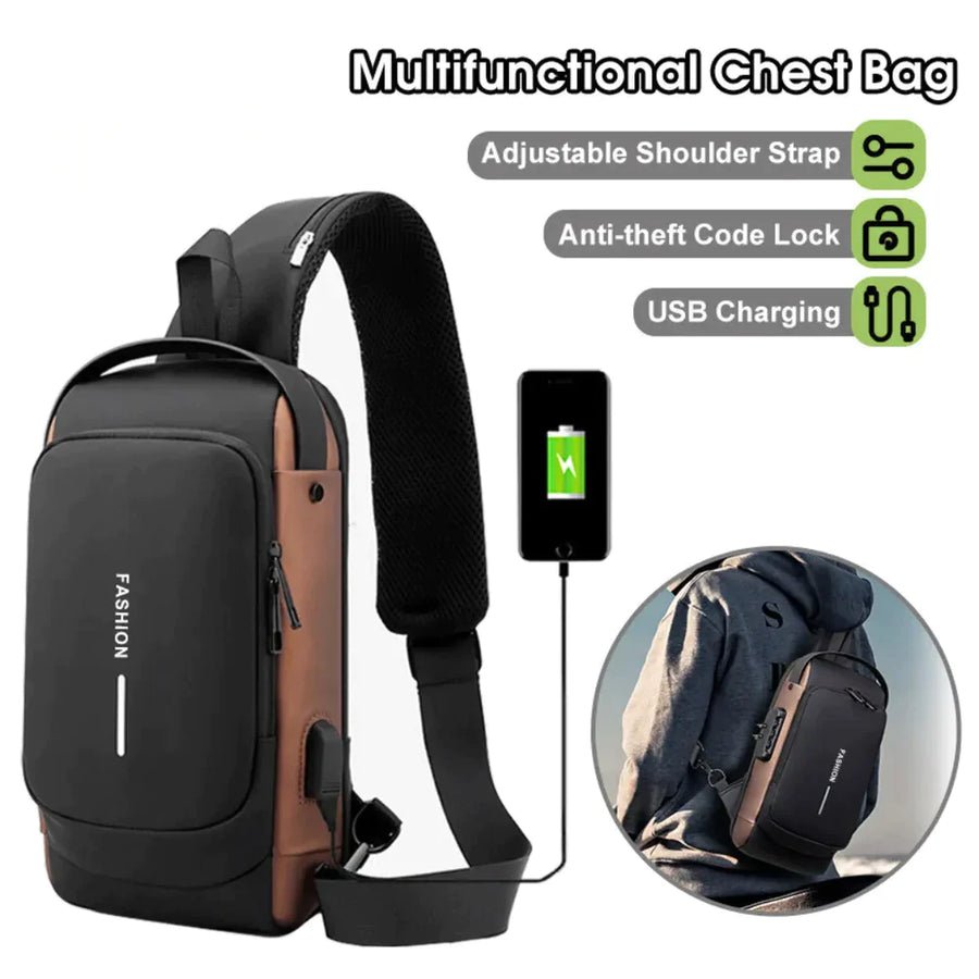 Anti-Theft Crossbody Bag with Password Lock – Water-Resistant Travel Shoulder Bag