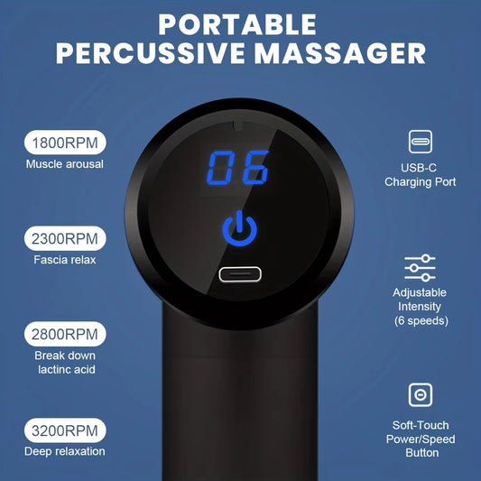 Professional Handheld Deep Tissue Massage Gun with 4 Interchangeable Heads